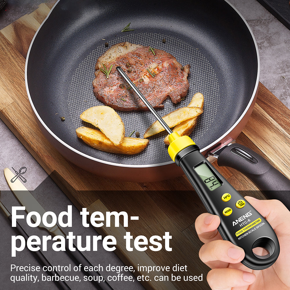 ANENG 2-in-1 ABS+Stainless Steel Digital Display Electronic Kitchen Thermometer Food Weight Measuring Spoon