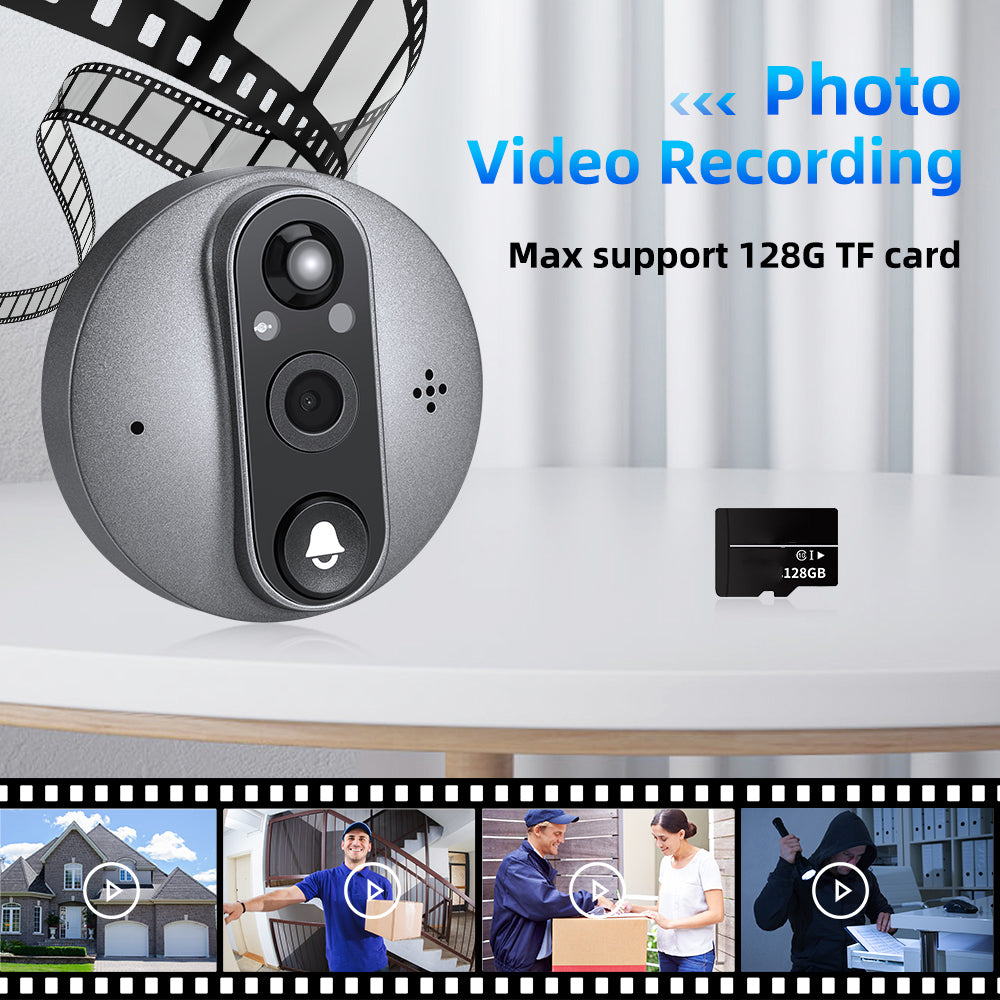 W88 4.3 inch Peephole Video Doorbell 1080P Camera WiFi Door Peephole Viewer Support PIR Motion Detection Night Light