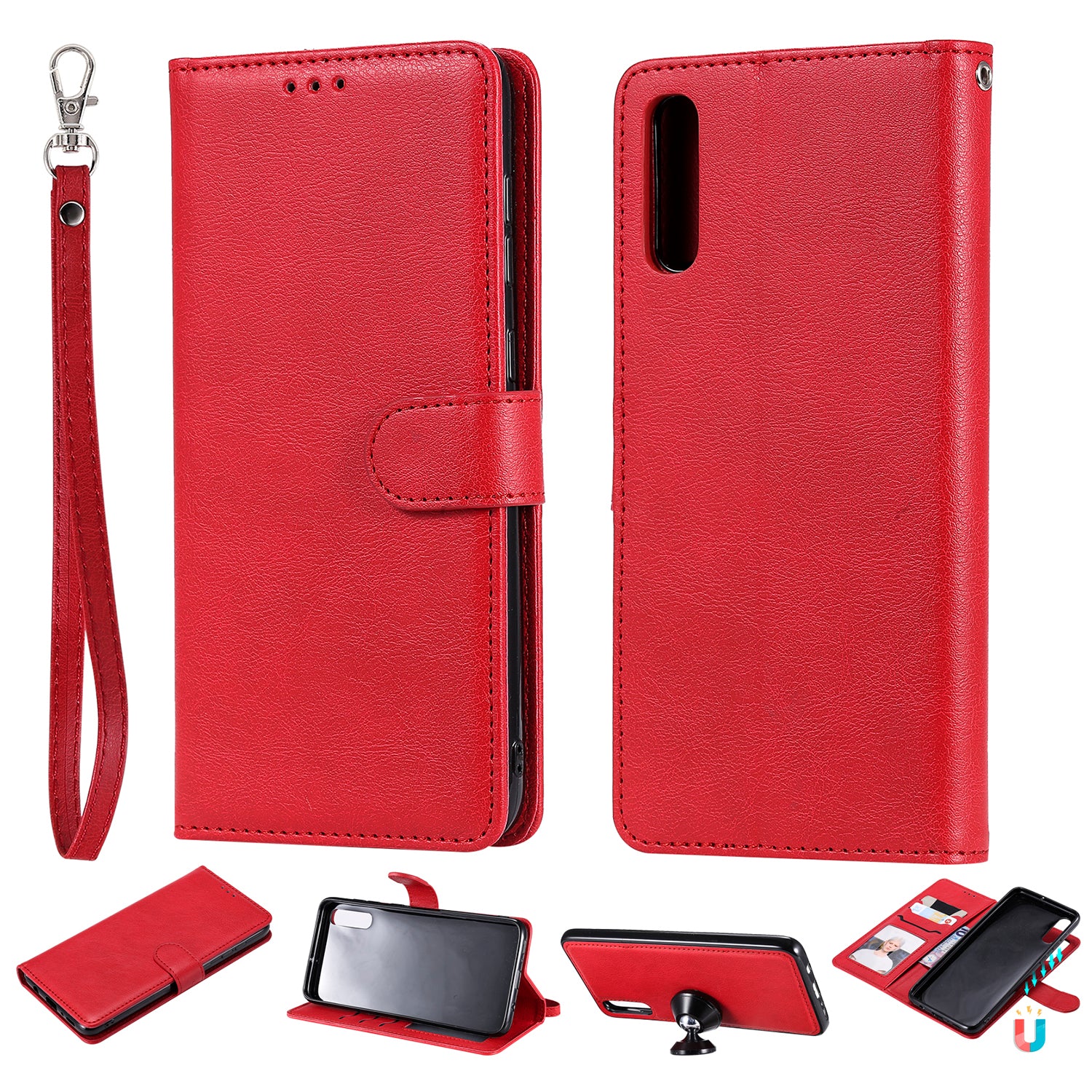 For Samsung Galaxy A50  /  A50s  /  A30s KT Leather Series-3 Detachable 2-in-1 Phone Case PU Leather Stand Wallet Cover with Strap