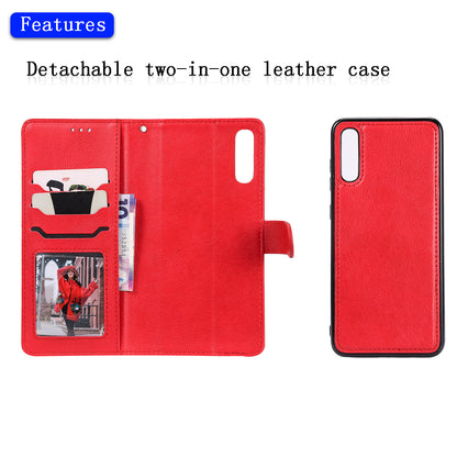 For Samsung Galaxy A50  /  A50s  /  A30s KT Leather Series-3 Detachable 2-in-1 Phone Case PU Leather Stand Wallet Cover with Strap