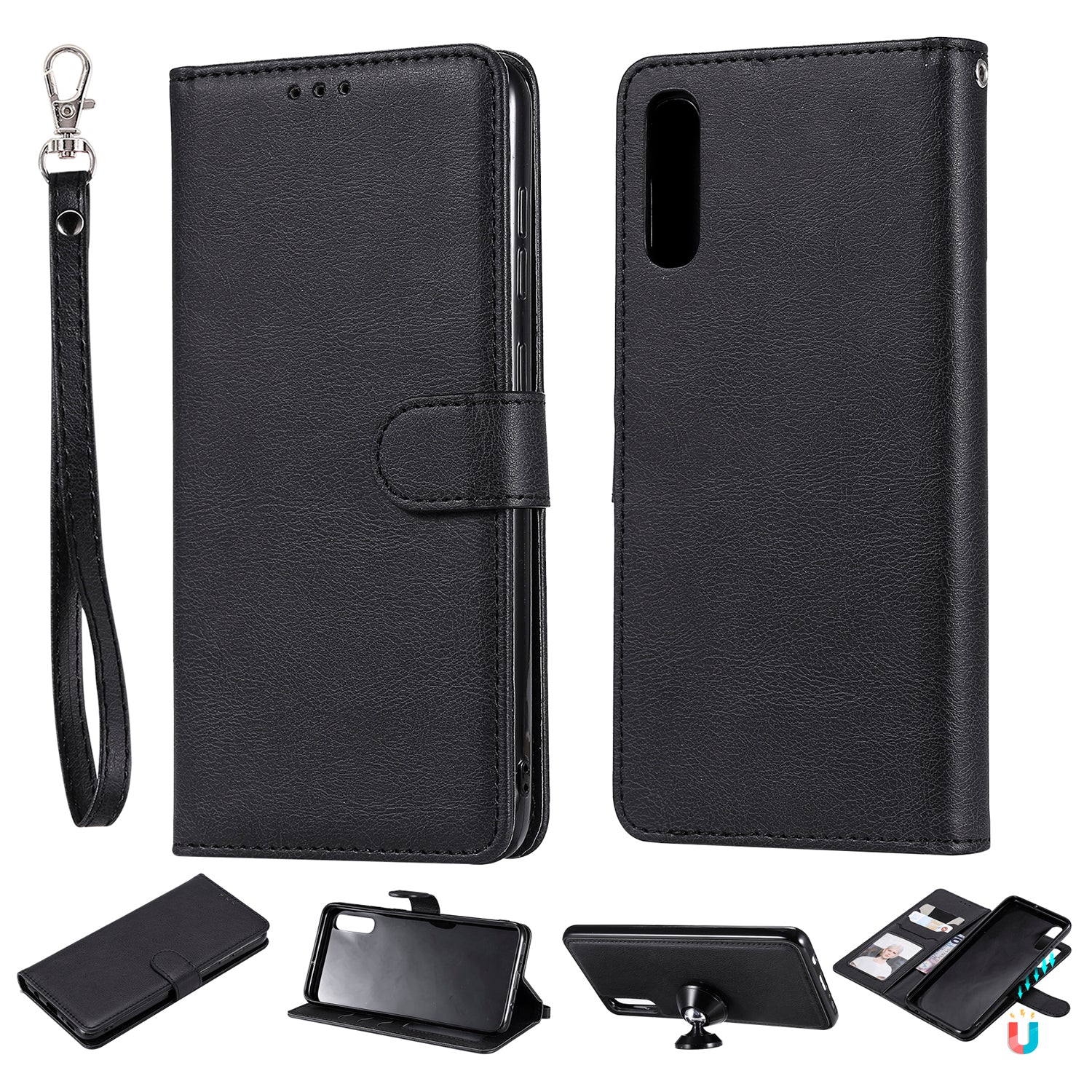 For Samsung Galaxy A50  /  A50s  /  A30s KT Leather Series-3 Detachable 2-in-1 Phone Case PU Leather Stand Wallet Cover with Strap