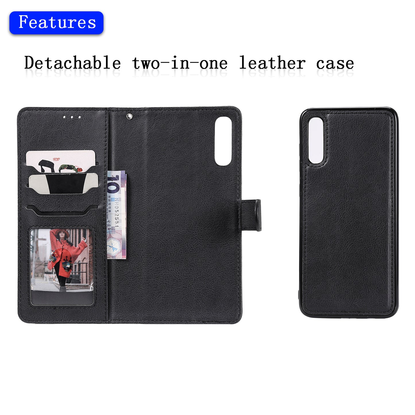 For Samsung Galaxy A50  /  A50s  /  A30s KT Leather Series-3 Detachable 2-in-1 Phone Case PU Leather Stand Wallet Cover with Strap