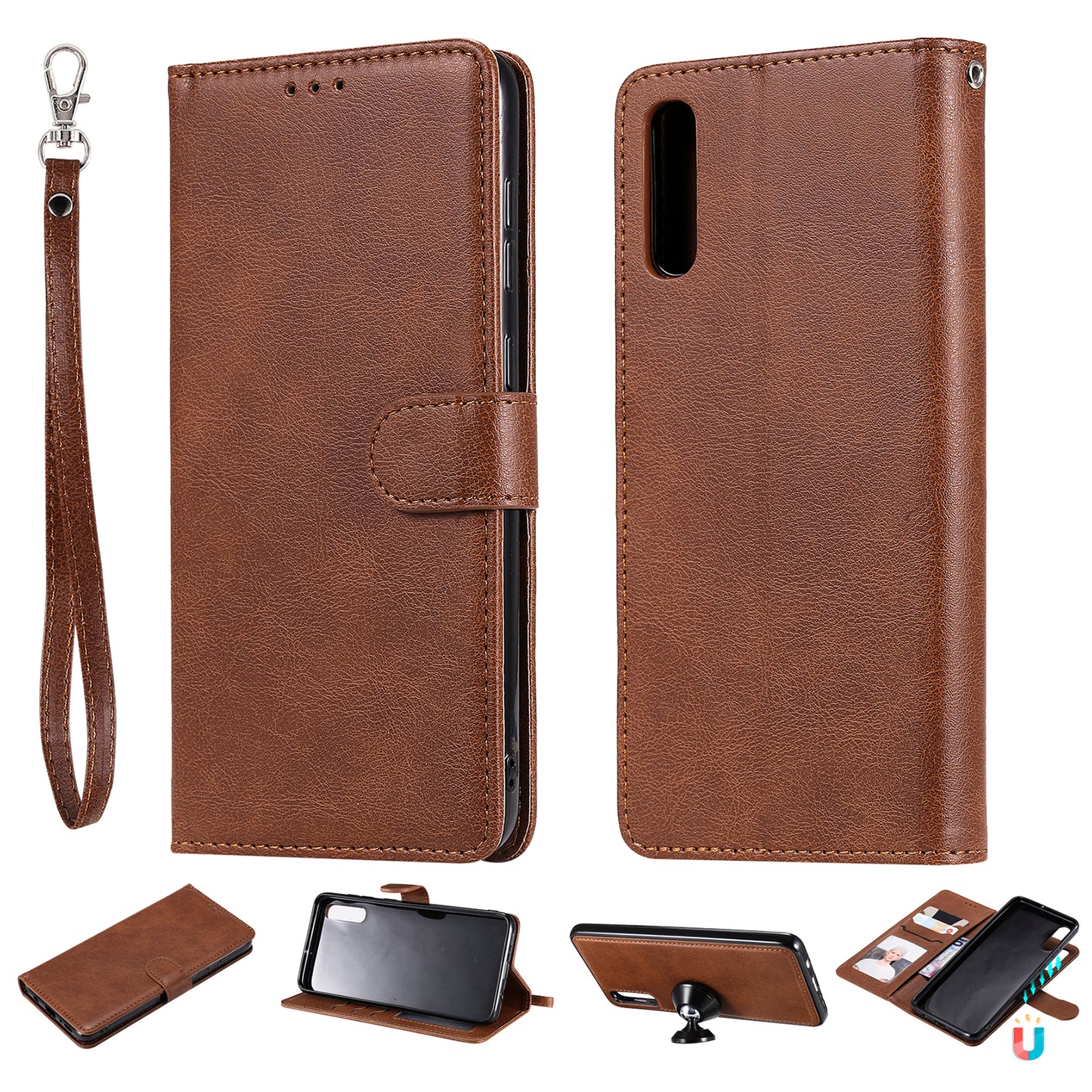 For Samsung Galaxy A50  /  A50s  /  A30s KT Leather Series-3 Detachable 2-in-1 Phone Case PU Leather Stand Wallet Cover with Strap