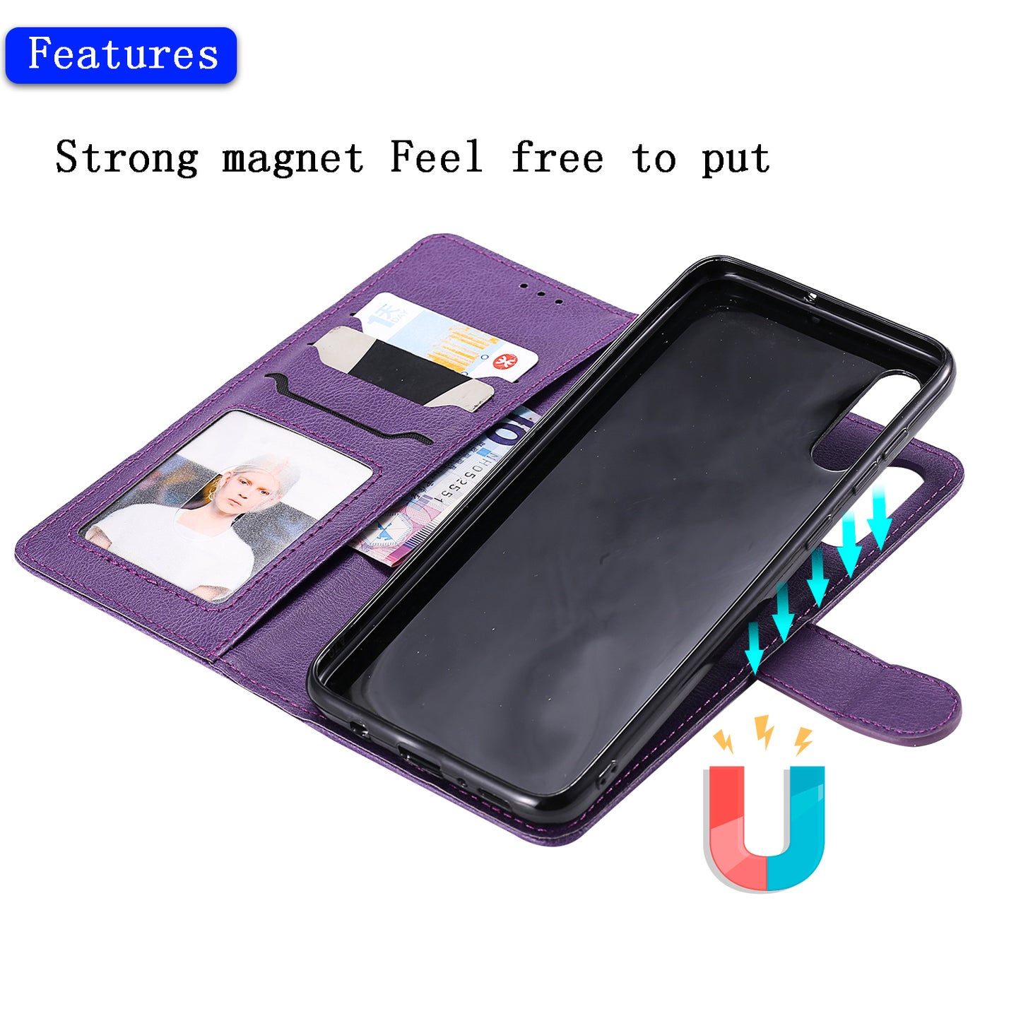 For Samsung Galaxy A50  /  A50s  /  A30s KT Leather Series-3 Detachable 2-in-1 Phone Case PU Leather Stand Wallet Cover with Strap