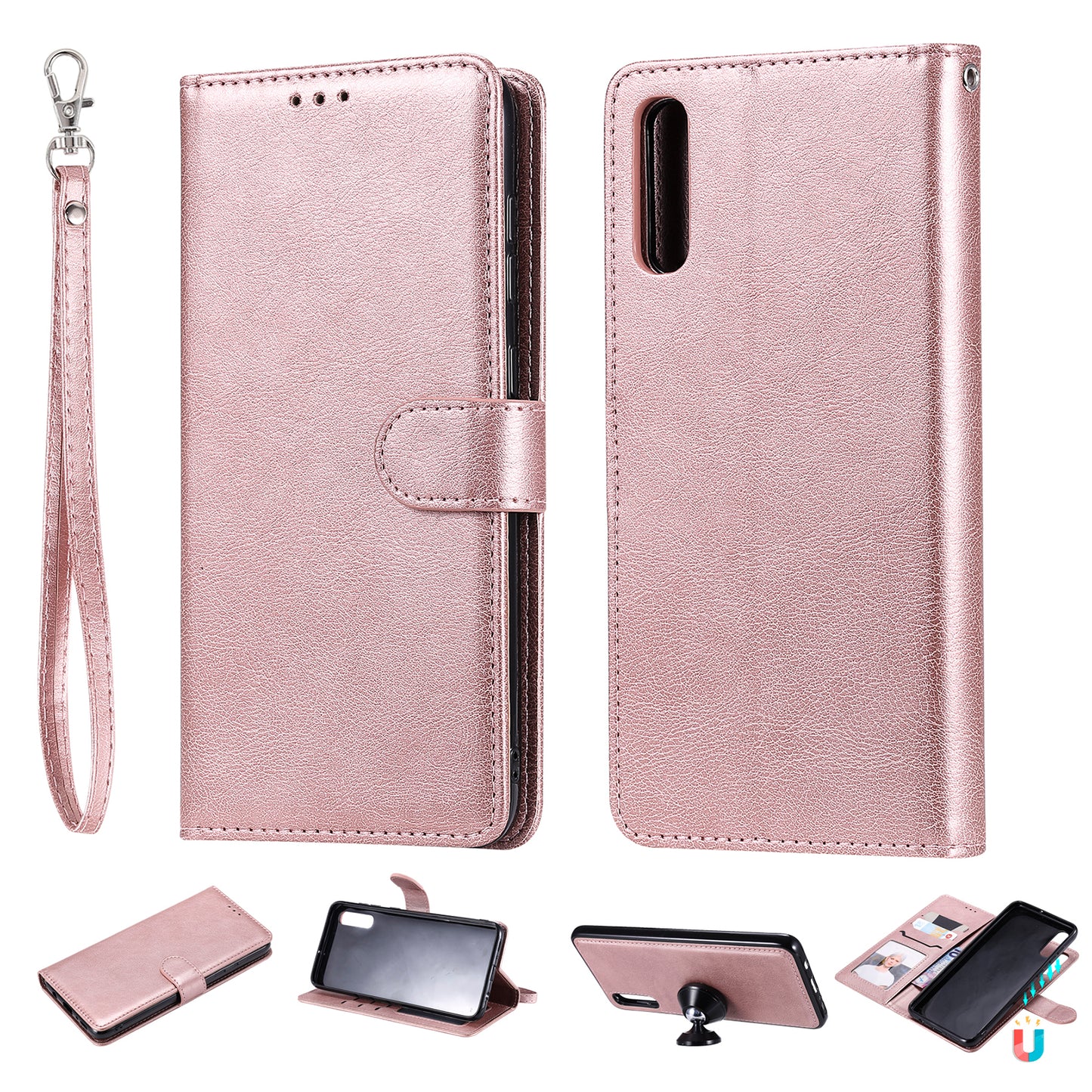 For Samsung Galaxy A50  /  A50s  /  A30s KT Leather Series-3 Detachable 2-in-1 Phone Case PU Leather Stand Wallet Cover with Strap