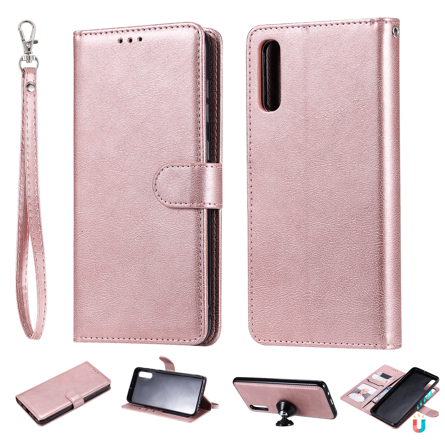For Samsung Galaxy A50  /  A50s  /  A30s KT Leather Series-3 Detachable 2-in-1 Phone Case PU Leather Stand Wallet Cover with Strap