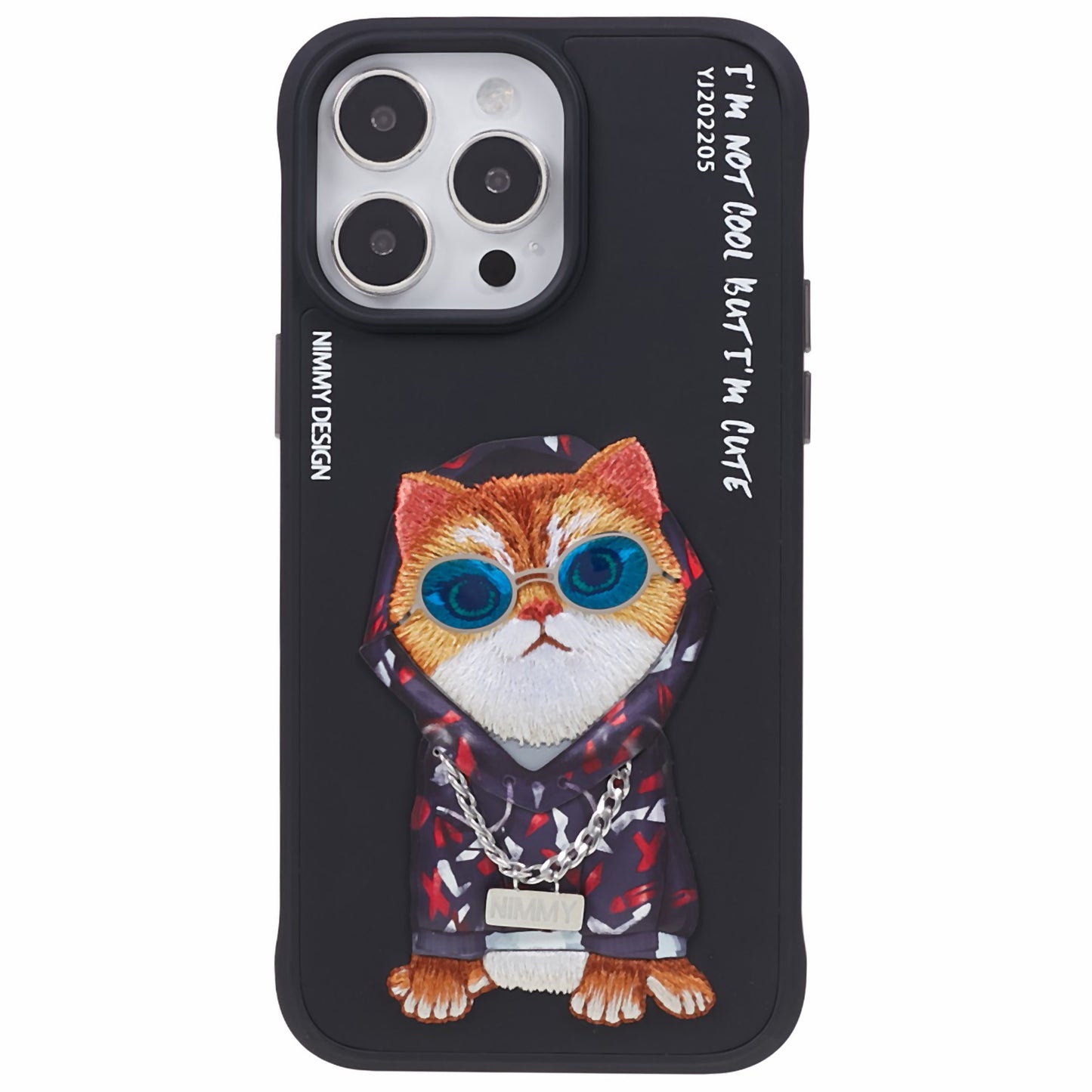 NIMMY Glasses Pet Series for iPhone 14 Pro Max Embroidery Anti-fall Phone Case PU Leather+PC+TPU Back Cover