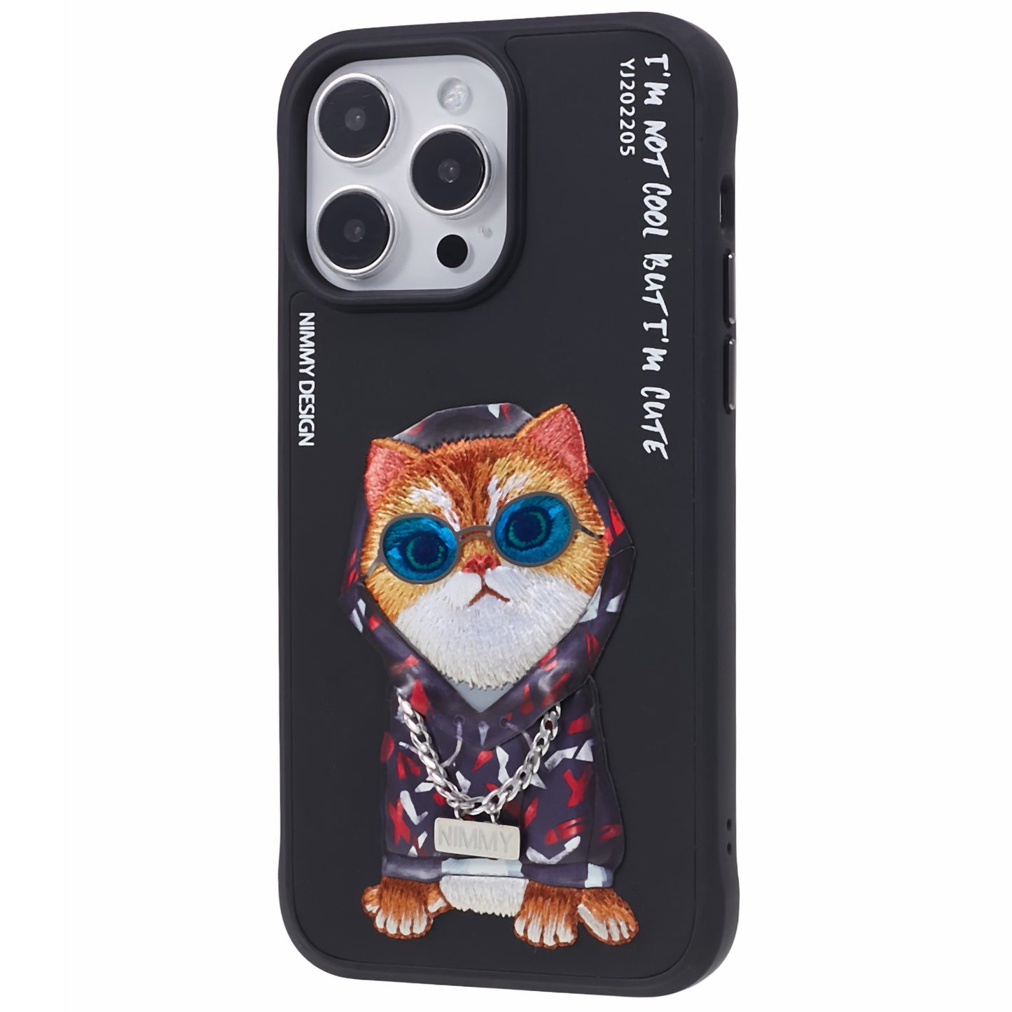 NIMMY Glasses Pet Series for iPhone 14 Pro Max Embroidery Anti-fall Phone Case PU Leather+PC+TPU Back Cover