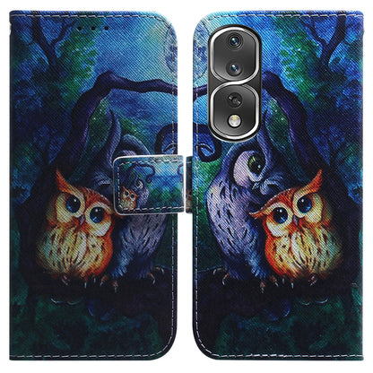 Pattern Printing Cover for Honor 80 Pro 5G , Magnetic Clasp PU Leather Wallet Stand Phone Case with Strap
