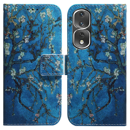 Pattern Printing Cover for Honor 80 Pro 5G , Magnetic Clasp PU Leather Wallet Stand Phone Case with Strap