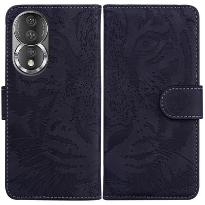 For Honor 80 5G PU Leather Phone Case Tiger Pattern Imprinted Folding Stand Wallet Cover