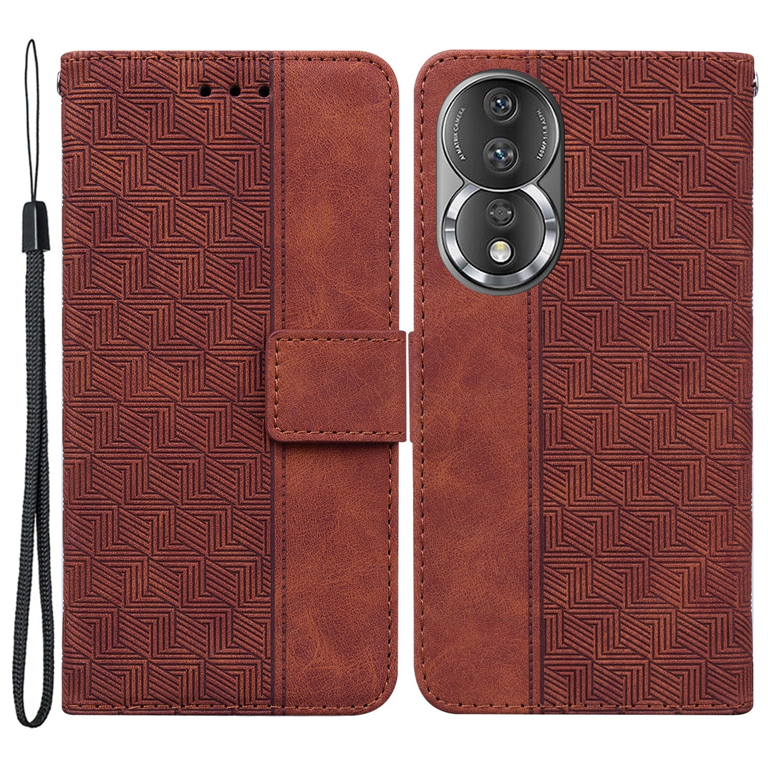 Anti-fall Phone Case For Honor 80 5G Imprinted Leather Phone Wallet Stand Protective Cover