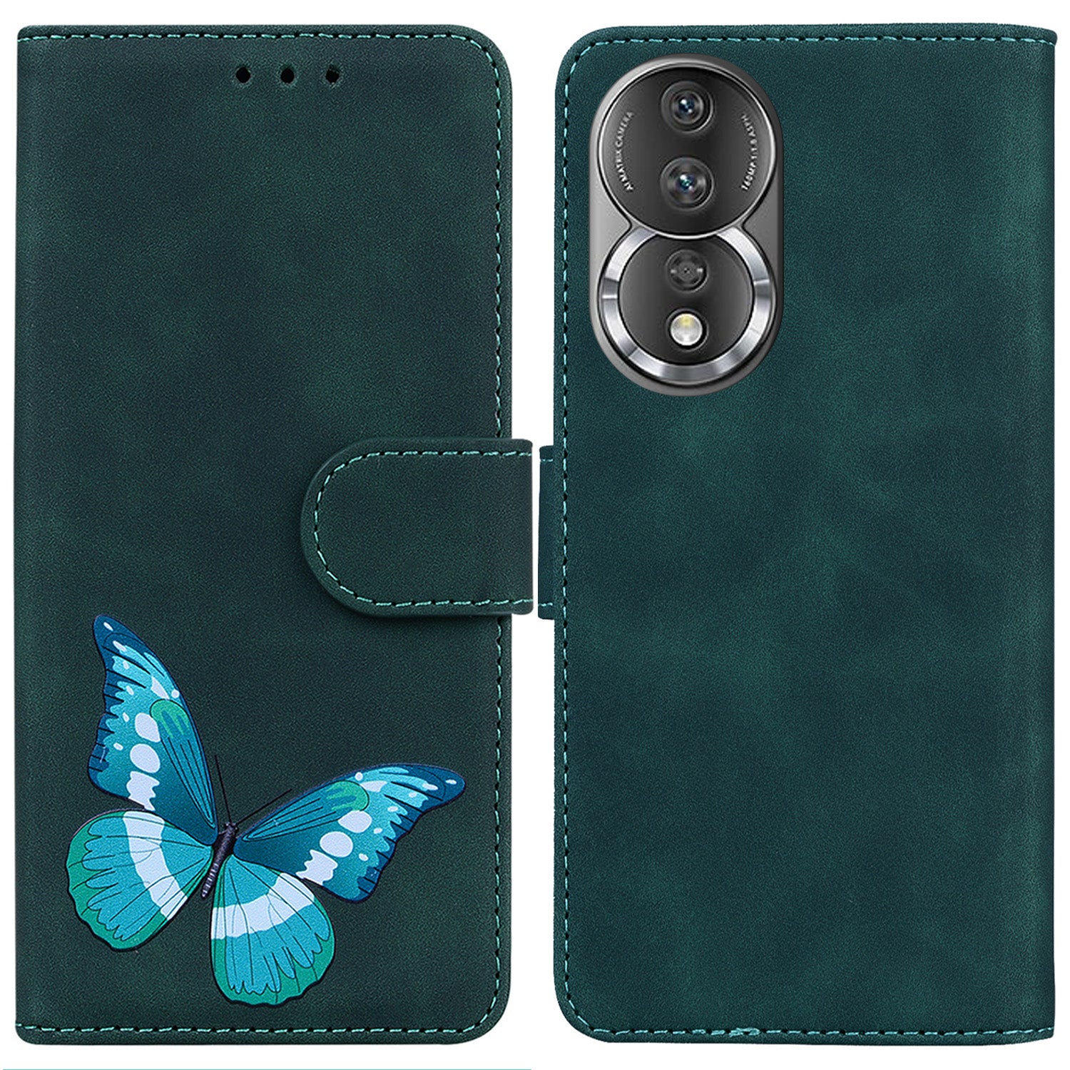For Honor 80 5G Butterfly Printing Full Protection Phone Cover Leather Wallet Stand Smartphone Case