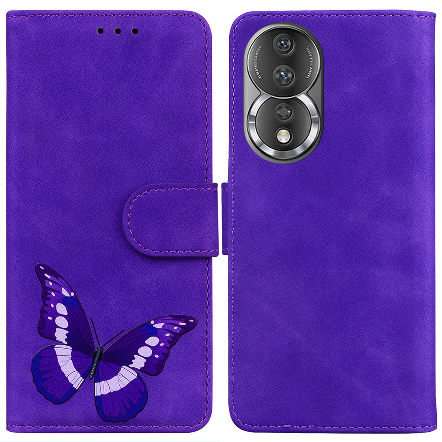 For Honor 80 5G Butterfly Printing Full Protection Phone Cover Leather Wallet Stand Smartphone Case