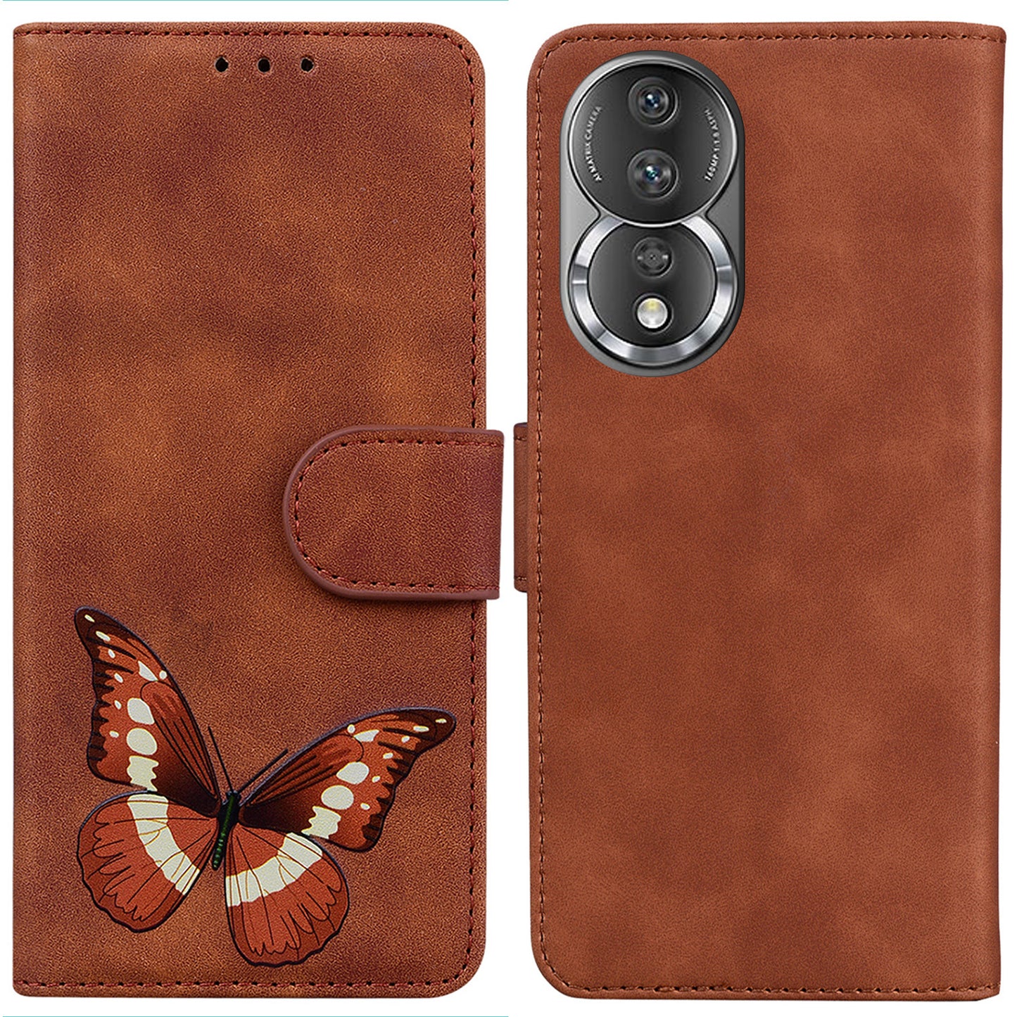 For Honor 80 5G Butterfly Printing Full Protection Phone Cover Leather Wallet Stand Smartphone Case