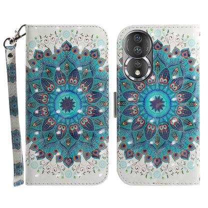For Honor 80 5G Drop-proof Phone Case PU Leather Flip Phone Wallet Cover with Strap