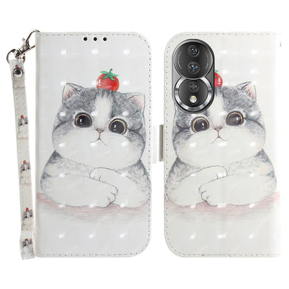 For Honor 80 5G Drop-proof Phone Case PU Leather Flip Phone Wallet Cover with Strap