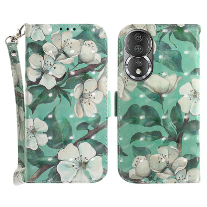 For Honor 80 5G Drop-proof Phone Case PU Leather Flip Phone Wallet Cover with Strap