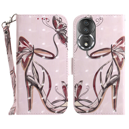 For Honor 80 5G Drop-proof Phone Case PU Leather Flip Phone Wallet Cover with Strap