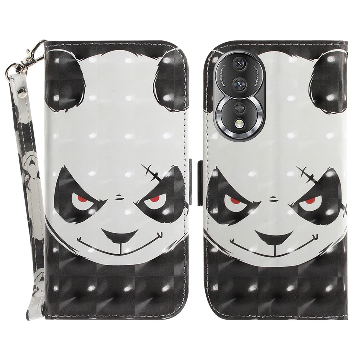 For Honor 80 5G Drop-proof Phone Case PU Leather Flip Phone Wallet Cover with Strap