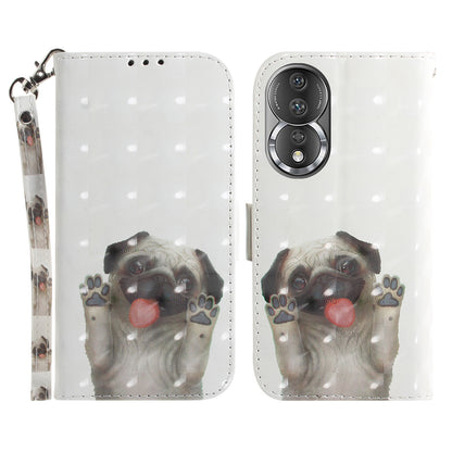 For Honor 80 5G Drop-proof Phone Case PU Leather Flip Phone Wallet Cover with Strap
