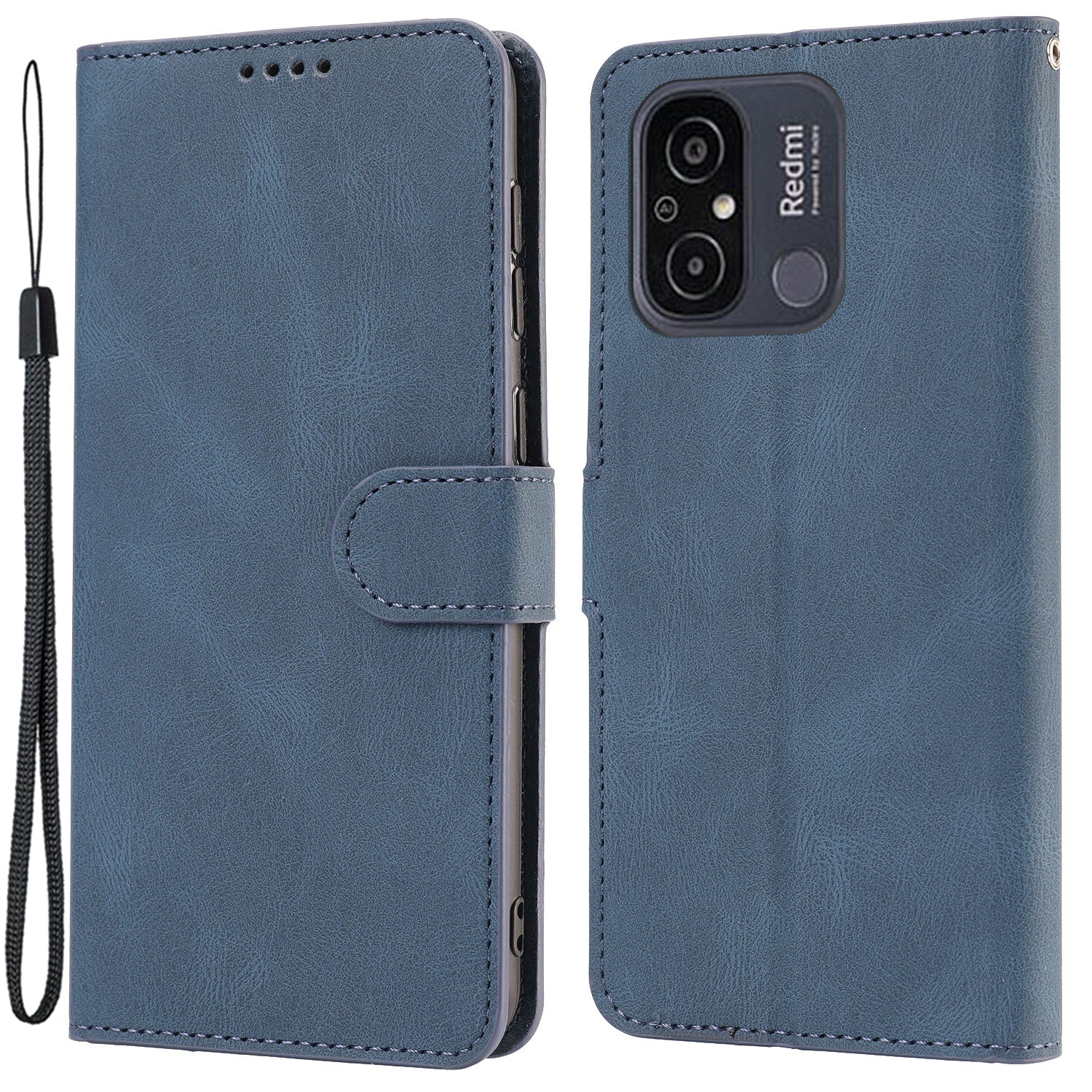 Stand Wallet Cover for Xiaomi Redmi 12C 4G / Poco C55 4G PU Leather Phone Case with Strap