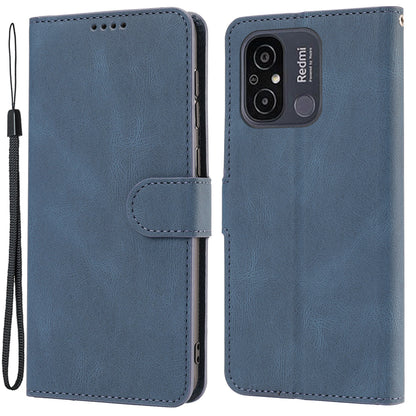 Stand Wallet Cover for Xiaomi Redmi 12C 4G / Poco C55 4G PU Leather Phone Case with Strap