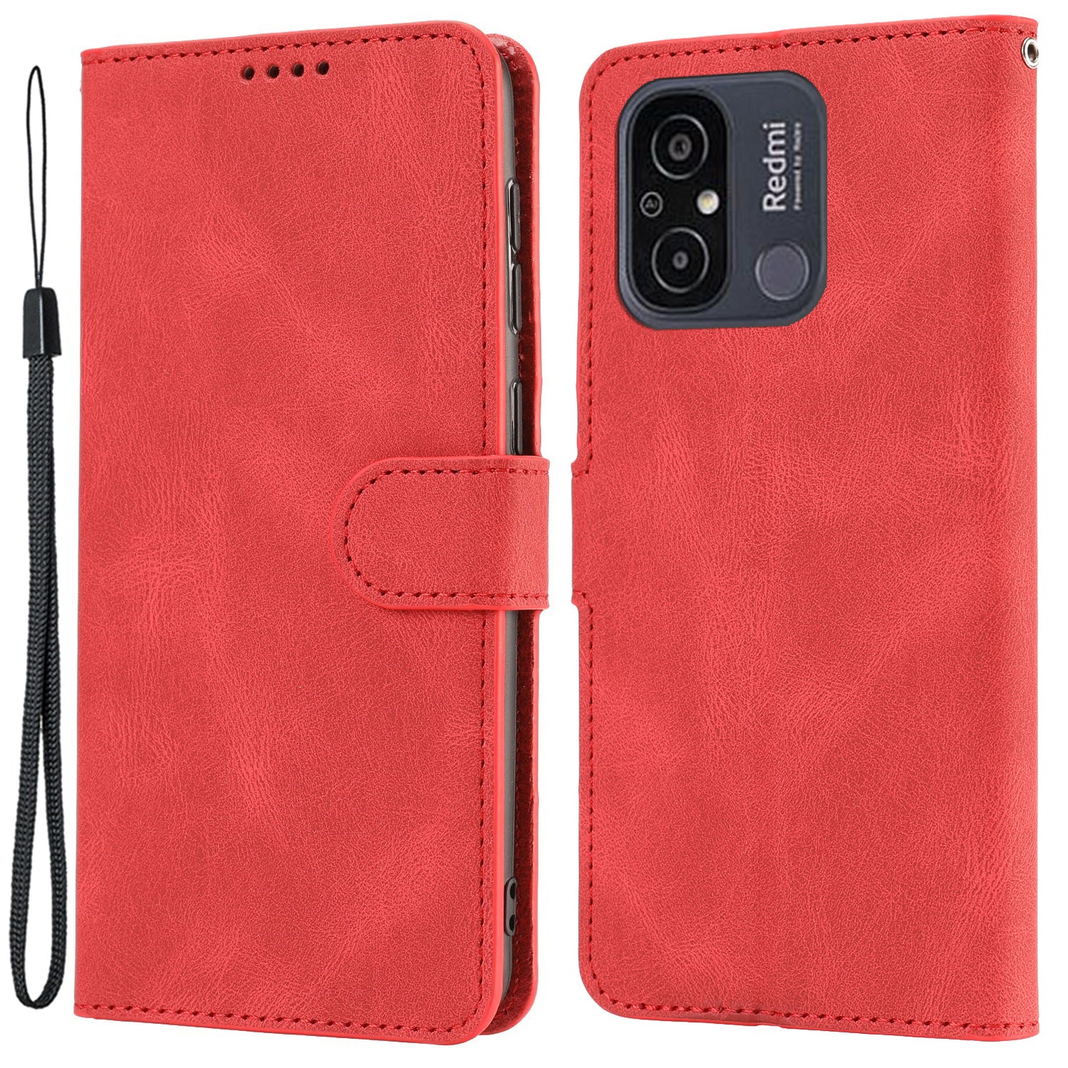 Stand Wallet Cover for Xiaomi Redmi 12C 4G / Poco C55 4G PU Leather Phone Case with Strap