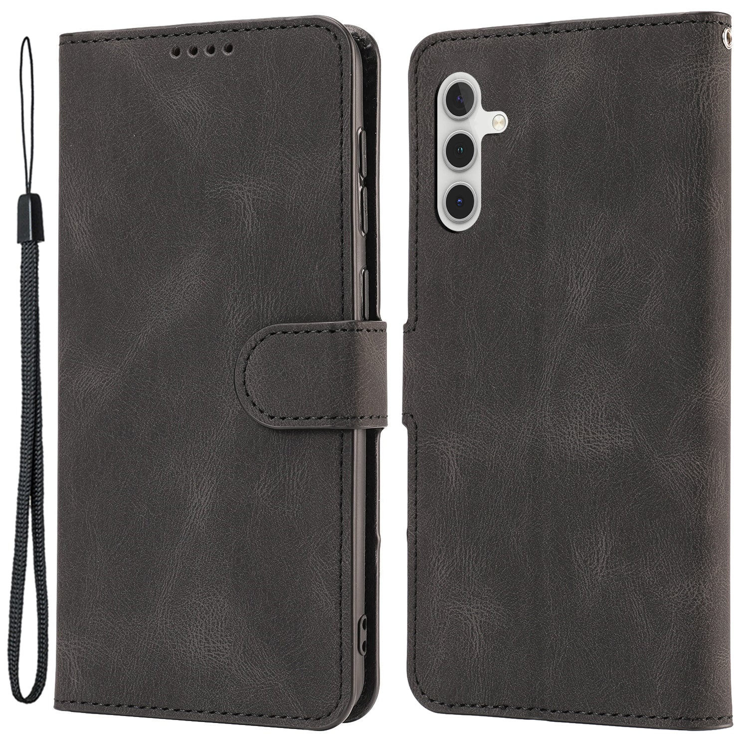 For Samsung Galaxy A24 4G Drop-proof Leather Phone Case Stand Wallet Cover with Strap