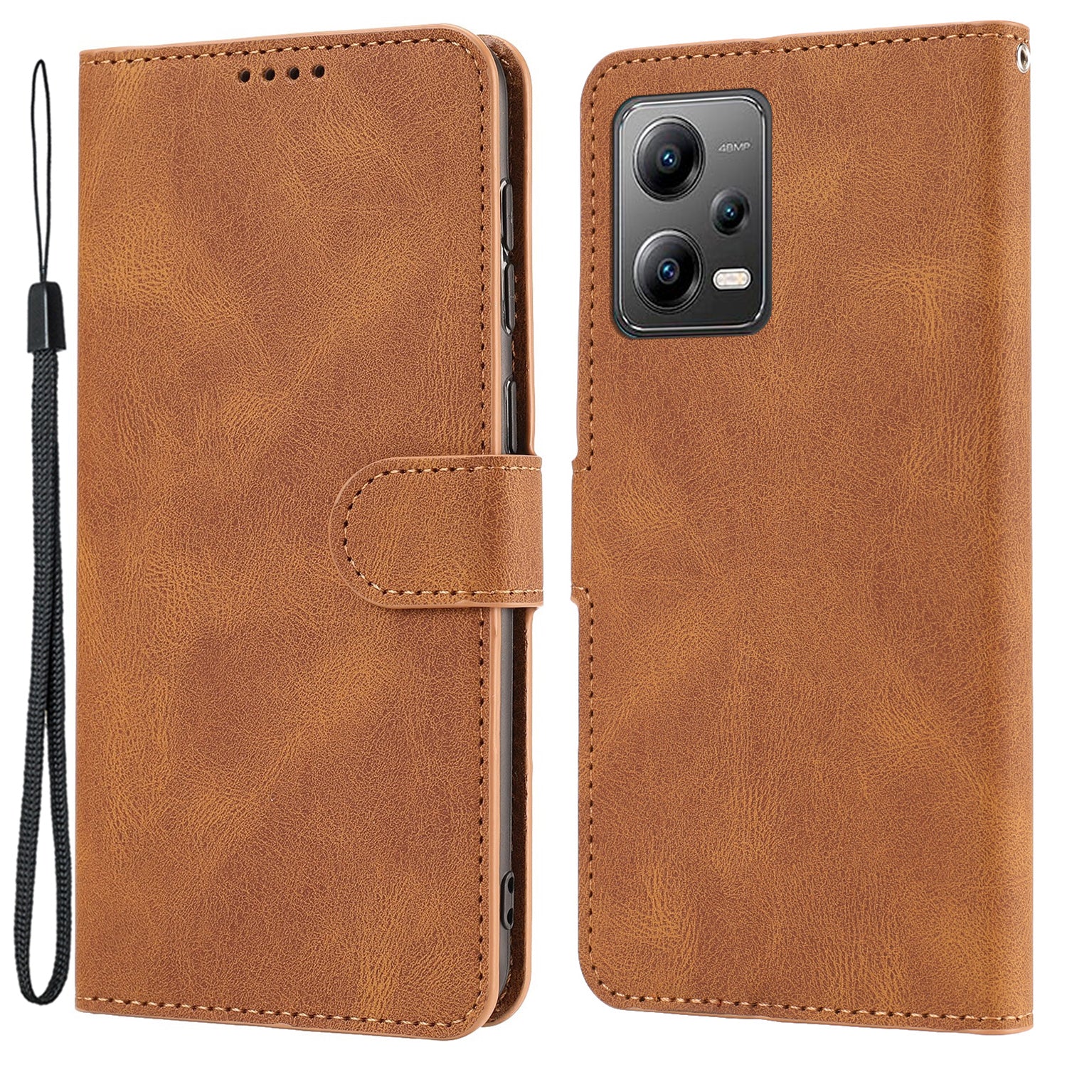 Phone Case for Xiaomi Redmi Note 12 5G (Global) / (India) / (China) / Poco X5 5G Leather Stand Wallet Cover with Strap