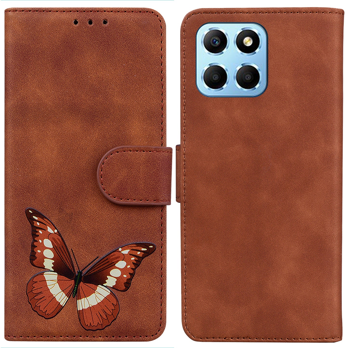 For Honor X8 5G Butterfly Pattern Printing TPU+PU Leather Phone Case Wallet Phone Stand Cover