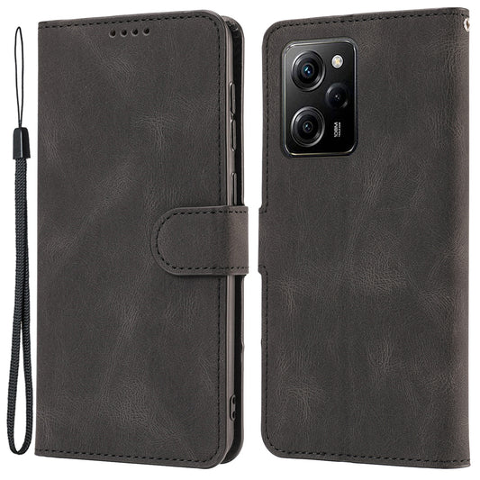 For Xiaomi Redmi Note 12 Pro 5G / Note 12 Pro Speed 5G / Poco X5 Pro 5G PU Leather Stand Wallet Cover with Strap