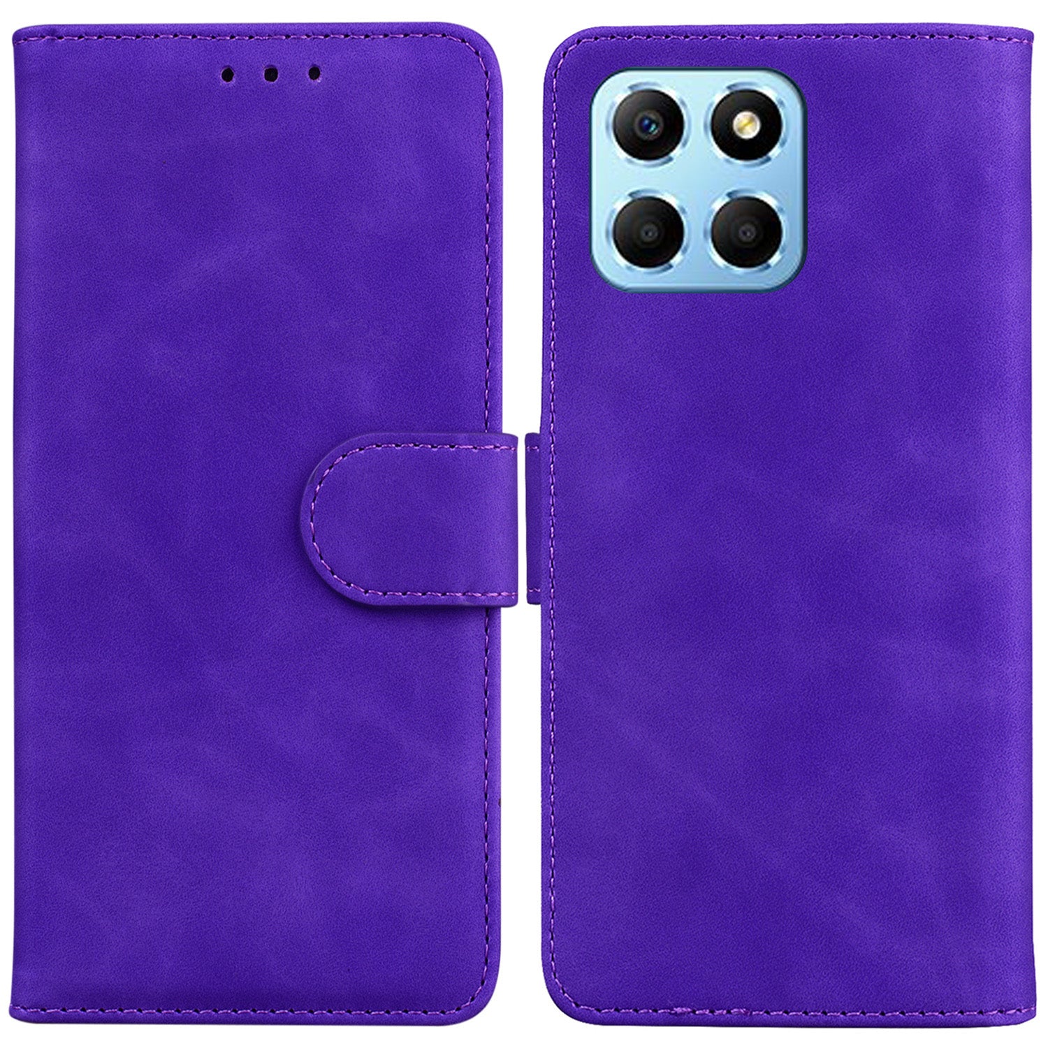 For Honor X8 5G Anti-Fingerprint Leather Phone Case Solid Color Stand Wallet Cover