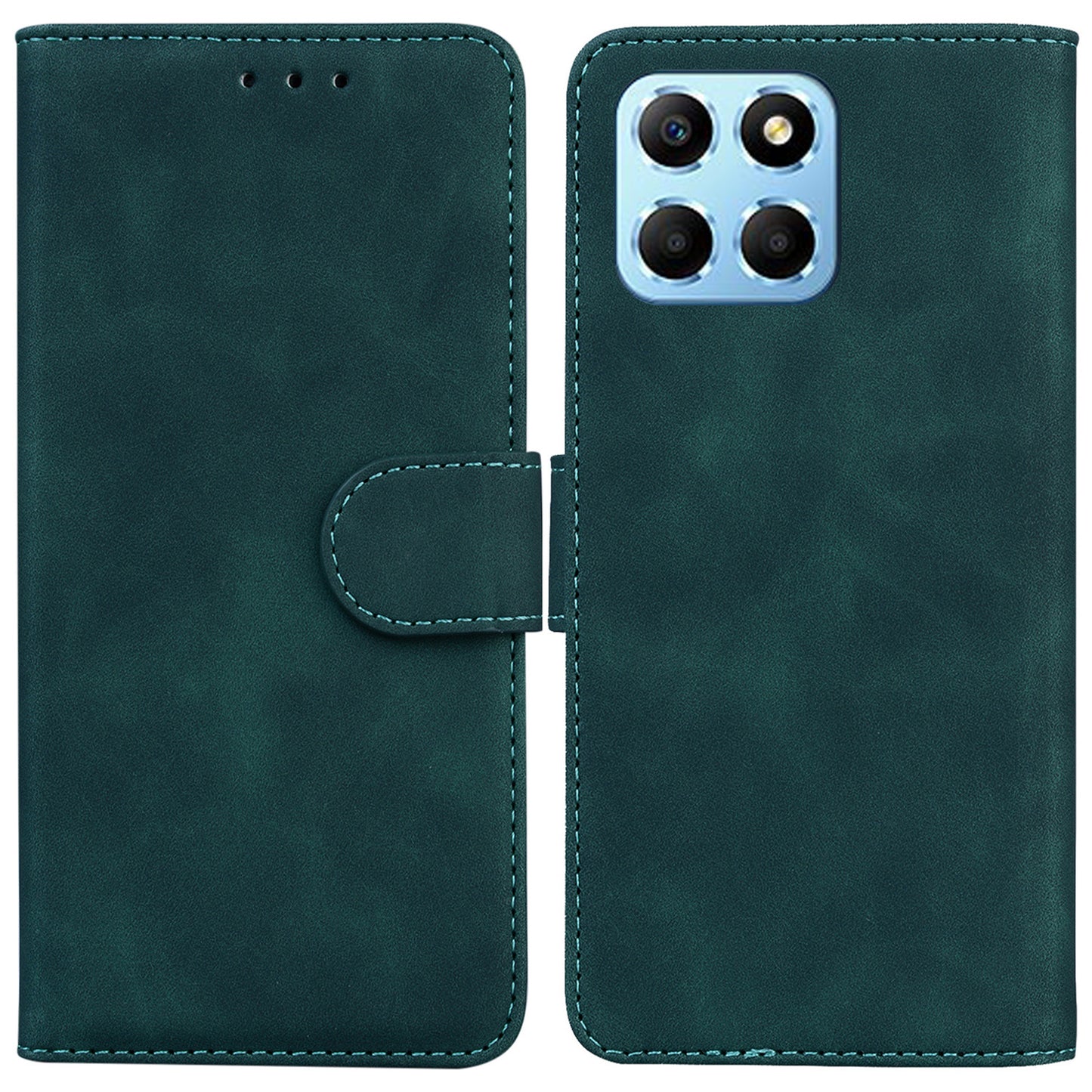For Honor X8 5G Anti-Fingerprint Leather Phone Case Solid Color Stand Wallet Cover