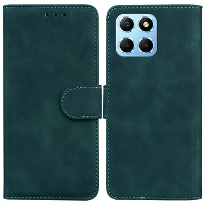 For Honor X8 5G Anti-Fingerprint Leather Phone Case Solid Color Stand Wallet Cover