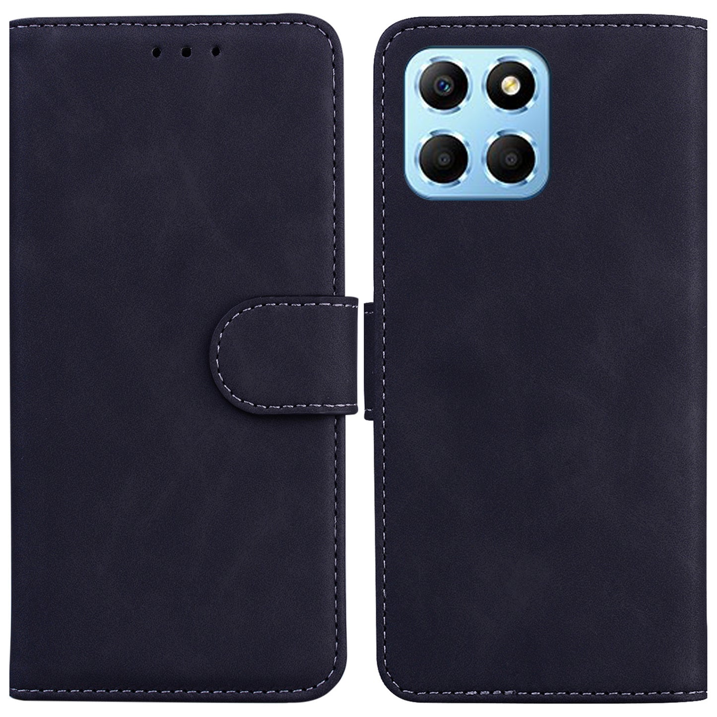 For Honor X8 5G Anti-Fingerprint Leather Phone Case Solid Color Stand Wallet Cover