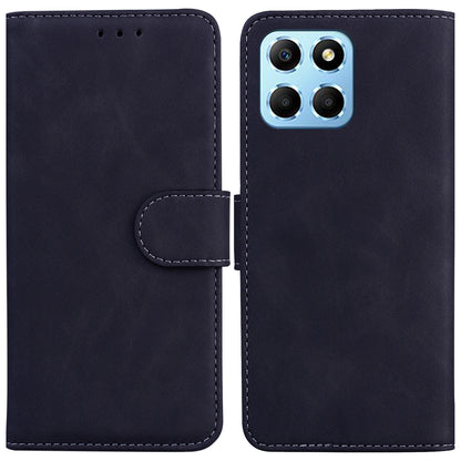 For Honor X8 5G Anti-Fingerprint Leather Phone Case Solid Color Stand Wallet Cover