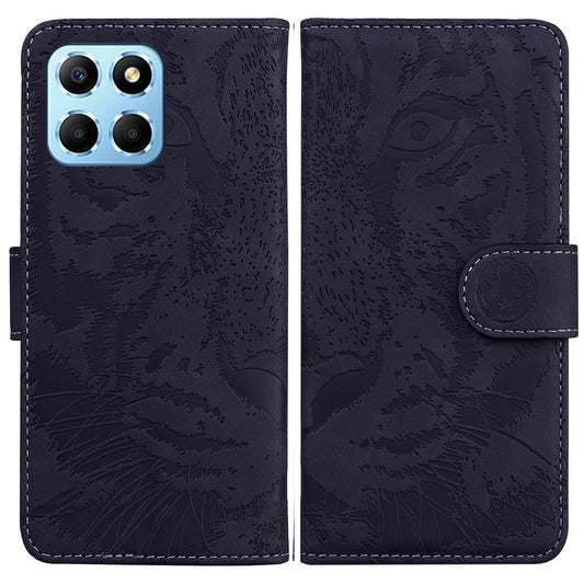 For Honor X8 5G Cell Phone Case Stand Wallet Tiger Pattern Imprinted PU Leather Flip Phone Cover