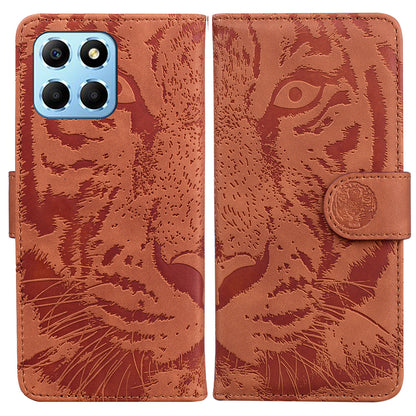 For Honor X8 5G Cell Phone Case Stand Wallet Tiger Pattern Imprinted PU Leather Flip Phone Cover