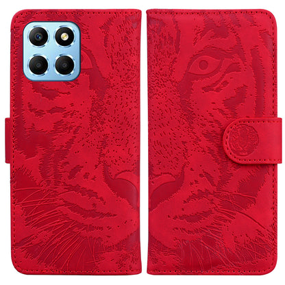 For Honor X8 5G Cell Phone Case Stand Wallet Tiger Pattern Imprinted PU Leather Flip Phone Cover