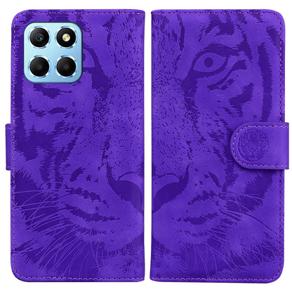For Honor X8 5G Cell Phone Case Stand Wallet Tiger Pattern Imprinted PU Leather Flip Phone Cover