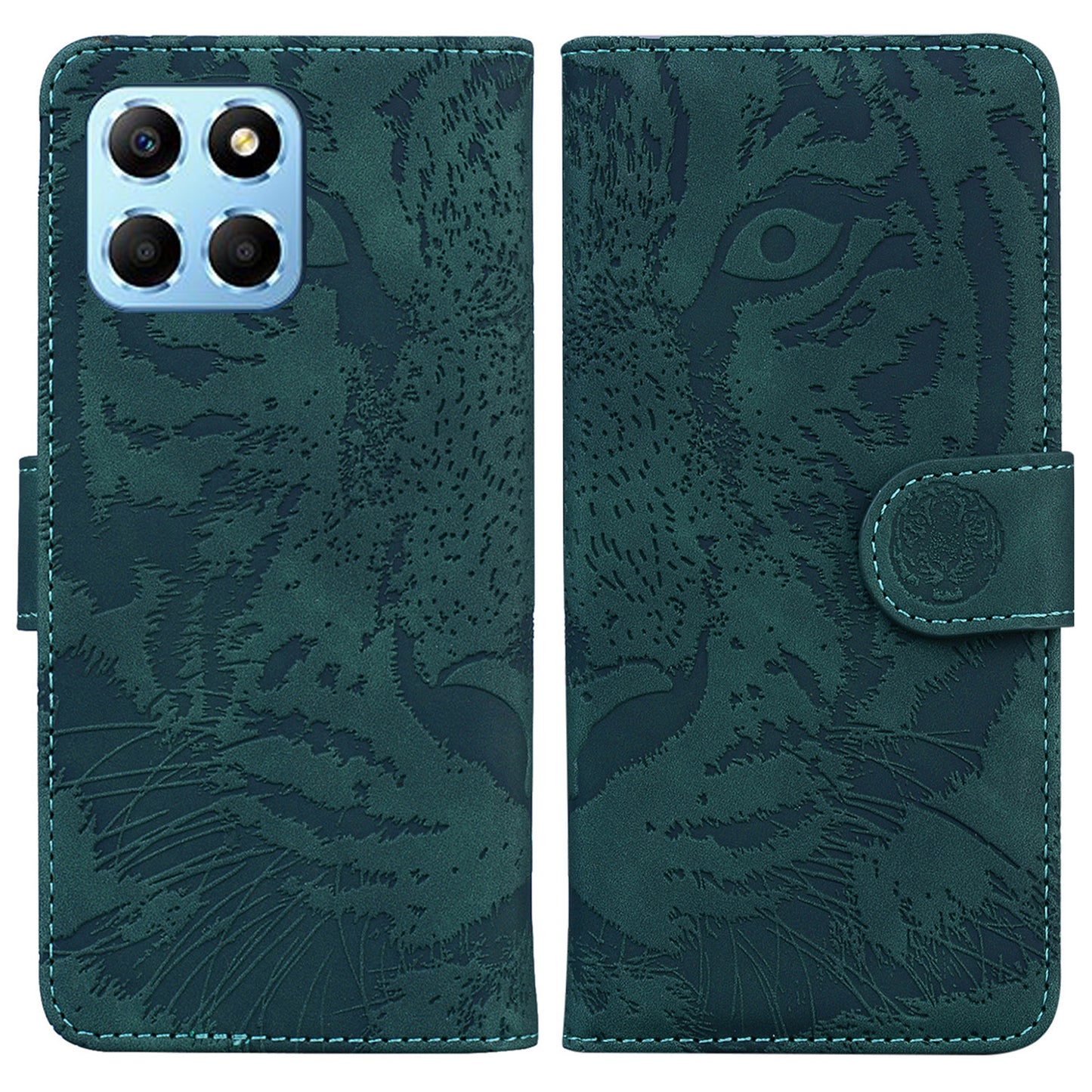 For Honor X8 5G Cell Phone Case Stand Wallet Tiger Pattern Imprinted PU Leather Flip Phone Cover
