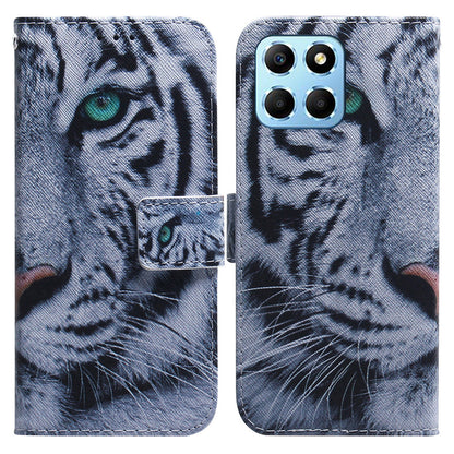 For Honor X8 5G PU Leather Folio Wallet Case Pattern Printing Stand Phone Cover with Wrist Strap