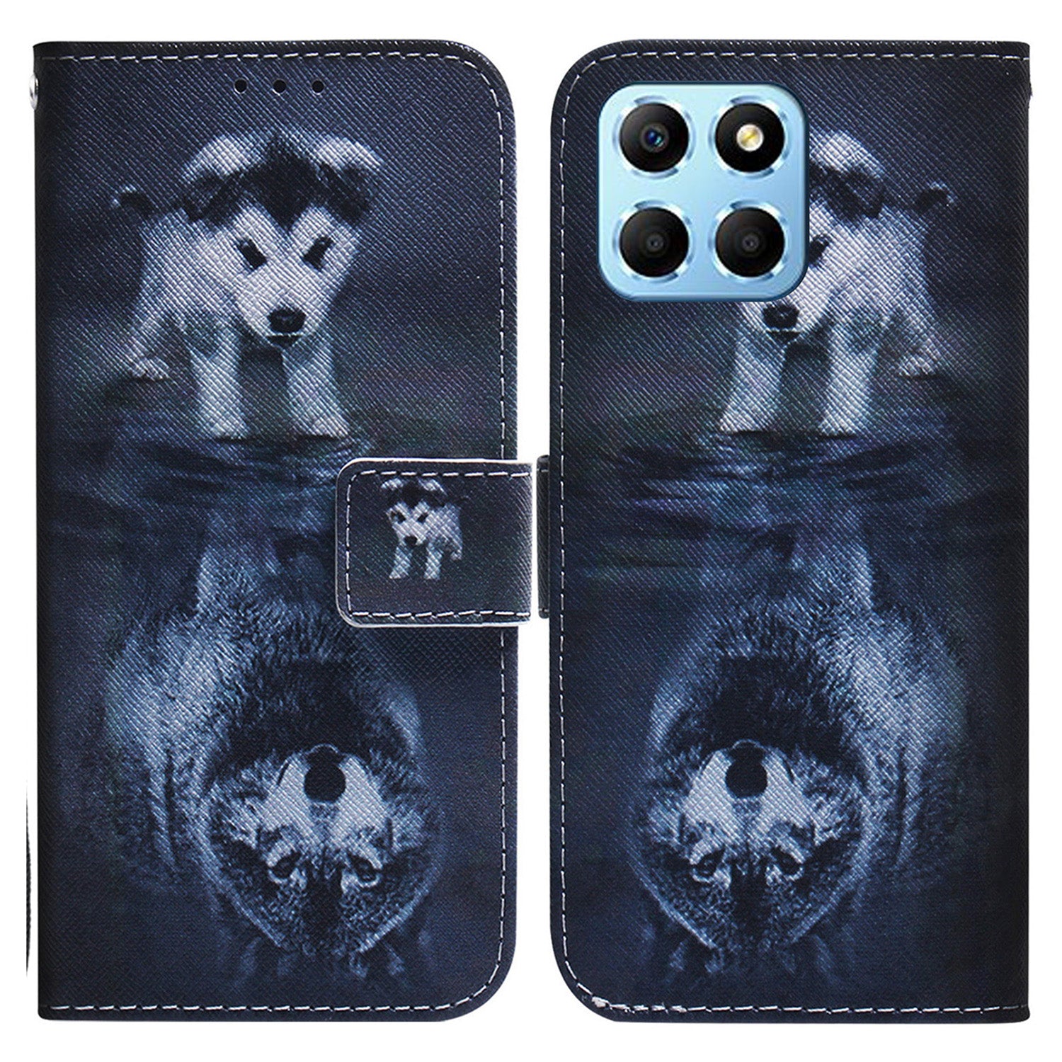 For Honor X8 5G PU Leather Folio Wallet Case Pattern Printing Stand Phone Cover with Wrist Strap