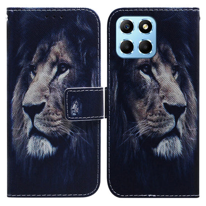 For Honor X8 5G PU Leather Folio Wallet Case Pattern Printing Stand Phone Cover with Wrist Strap