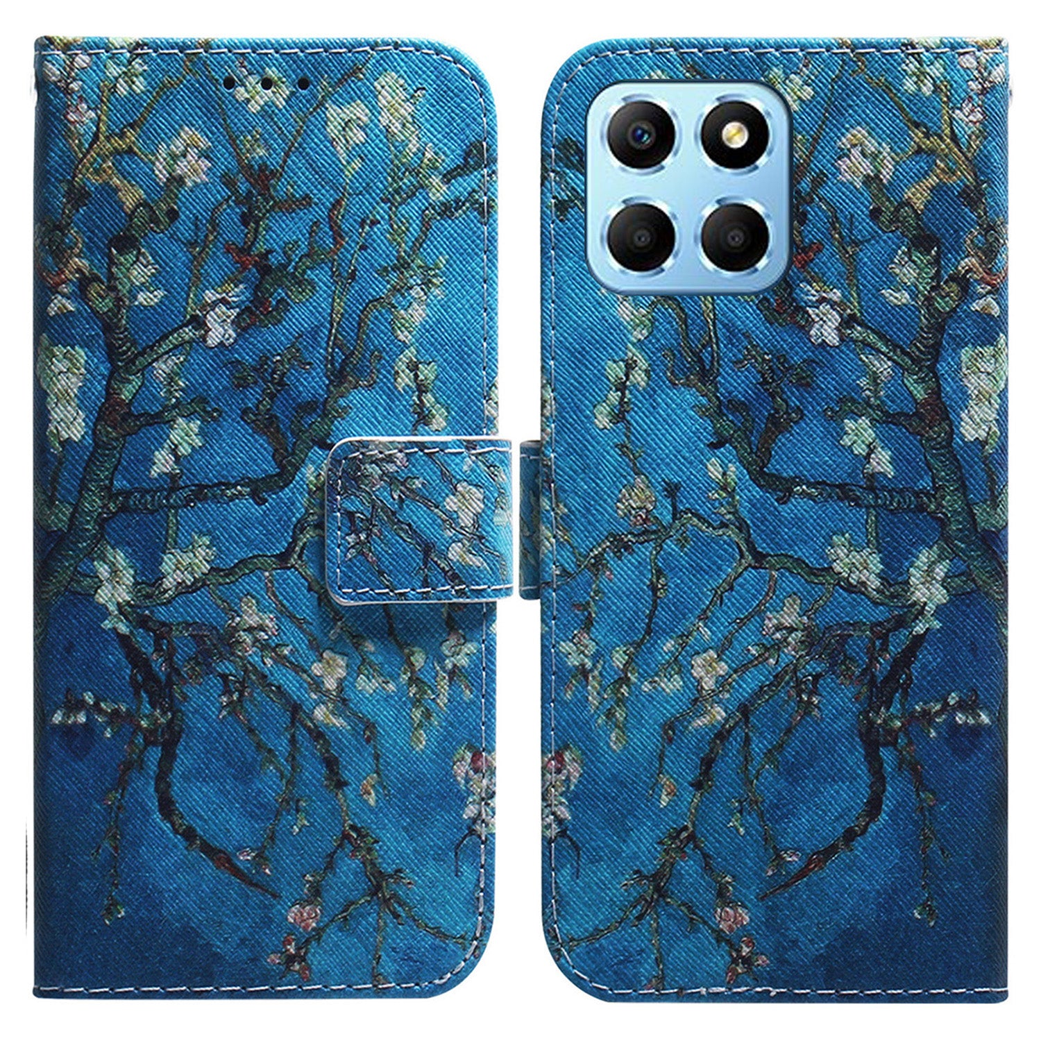 For Honor X8 5G PU Leather Folio Wallet Case Pattern Printing Stand Phone Cover with Wrist Strap