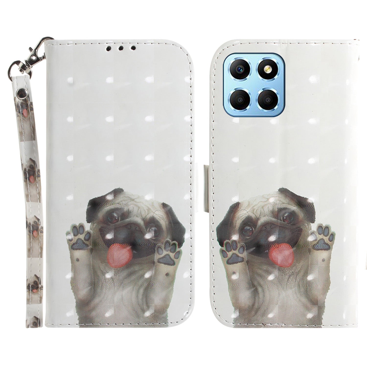 PU Leather Case for Honor X8 5G Protective Shell Wallet Phone Flip Cover with Strap