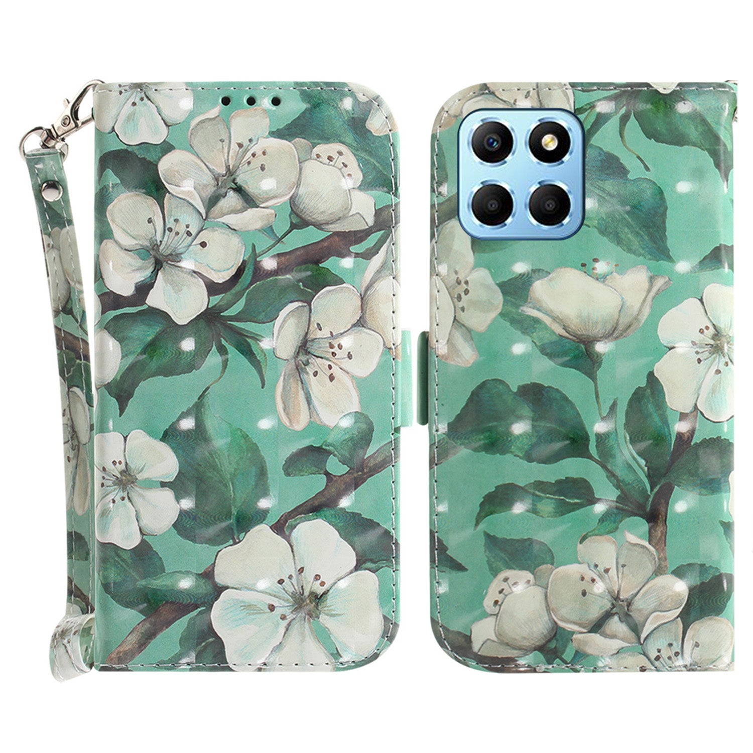 PU Leather Case for Honor X8 5G Protective Shell Wallet Phone Flip Cover with Strap