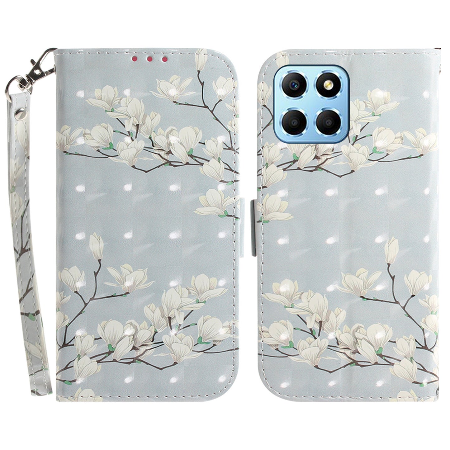 PU Leather Case for Honor X8 5G Protective Shell Wallet Phone Flip Cover with Strap