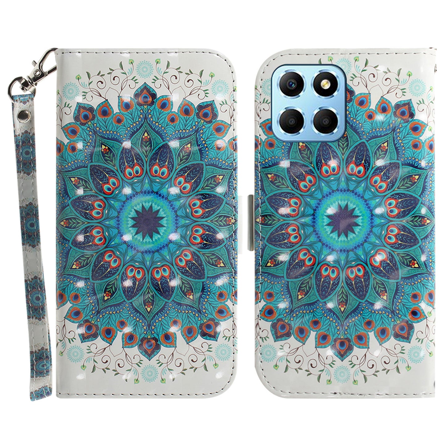 PU Leather Case for Honor X8 5G Protective Shell Wallet Phone Flip Cover with Strap
